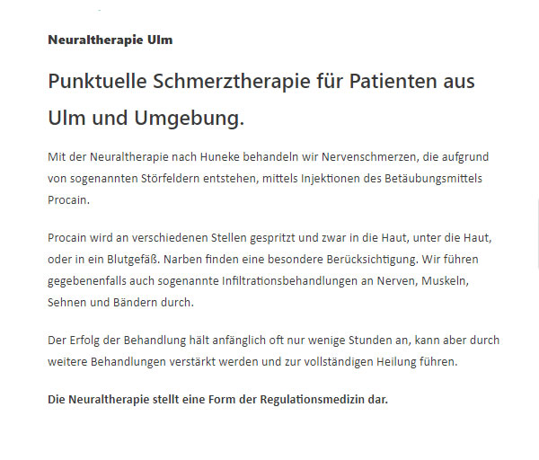 Neutraltherapie im Raum  Buckenhof (Ulm)