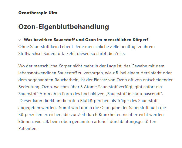 Ozontherapie für  Unterweiler (Ulm)